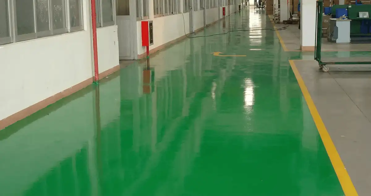 A factory floor professionally covered and marked with epoxy flooring in Rochester, NY