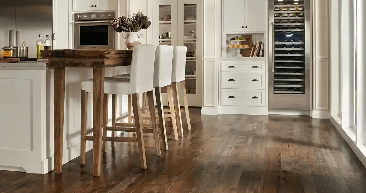 Professionally installed and refinished hardwood flooring in a residential home, showcasing smooth finish and natural wood tones in Rochester, NY