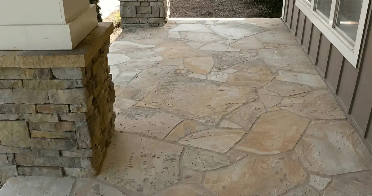 House entrance with professionally installed stone flooring in Rochester NY